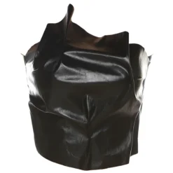 Summer Women Sexy Pu Leather Solid Strapless Fold Top