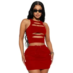 Women'S Summer Sexy Hollow Sleeveless Two-Piece Skirt Set -Deals Toggenix Store 92f4f9d46aa599b5