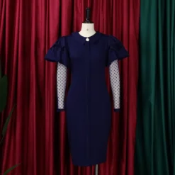 Women'S Fall/Winter Mesh And Pleated Plus Size Ol Chic Career Dress -Deals Toggenix Store 9379ca14907db717