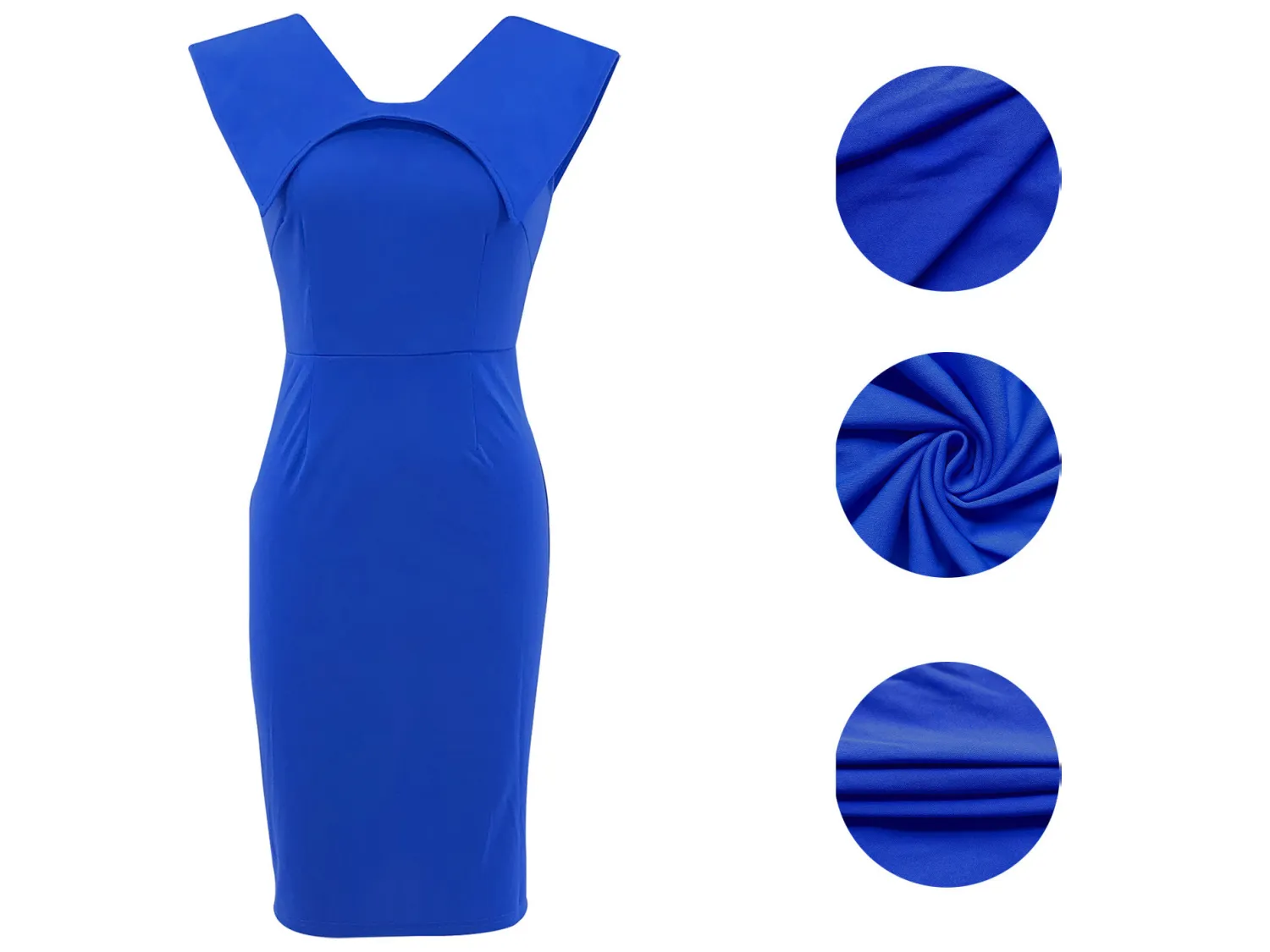 Women's Office Dress Sleeveless Square Neck Back Zipper Slit Dress 5 Women's Office Dress Sleeveless Square Neck Back Zipper Slit Dress - Image 5