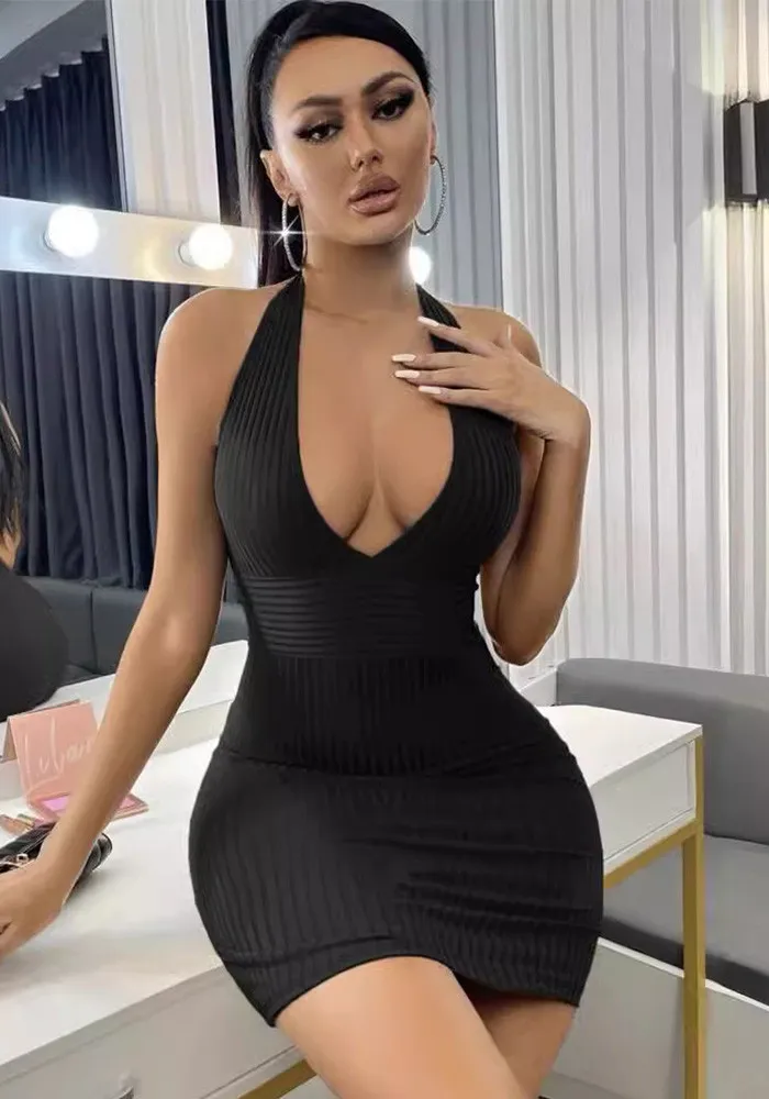 Women Summer V Neck Sleeveless Solid Dress 4 Women Summer V Neck Sleeveless Solid Dress - Image 4