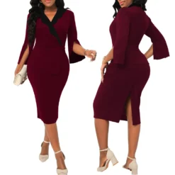 Sexy Fashion Solid Color V-neck Women's Dress -Deals Toggenix Store 9454e542451c72bb