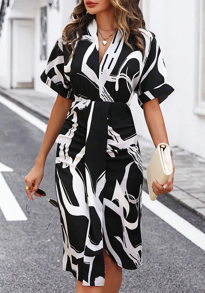 Women V-neck Irregular Dress 1 Women V-neck Irregular Dress