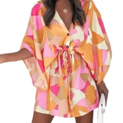 Summer Loose Sleeve V-Neck Casual Holidays Dress With Belt 38 Summer Loose Sleeve V-Neck Casual Holidays Dress With Belt -Deals Toggenix Store 94a11778b00384d7