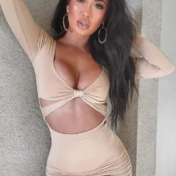 African Women Solid Color Sexy Party Sexy Long Sleeve Open Waist Ruched Mini Dress 21 African Women Solid Color Sexy Party Sexy Long Sleeve Open Waist Ruched Mini Dress -Deals Toggenix Store 95103ee036c773ea