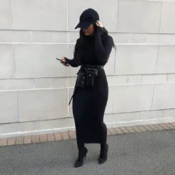 Spring And Autumn Tight Fitting Slim Solid Color Sexy Bodycon Long Dress For Women -Deals Toggenix Store 9580509c3415ff8e