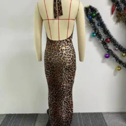 Women Printed Lace-Up Halter Neck Elastic Pleated Bodycon Leopard Print Dress 12 Women Printed Lace-Up Halter Neck Elastic Pleated Bodycon Leopard Print Dress -Deals Toggenix Store 95a9fd3920630dbe