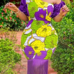 Women Slash Shoulder Balloon Sleeve Floral Print Tassel Dress -Deals Toggenix Store 95b80db2b461ab5b