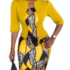 Plus Size Women 's Printed Fashion Career Bodycon Dress -Deals Toggenix Store 95e6aca700a75b8f