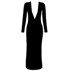 Women's Long-Sleeved Sexy Deep V-Neck Pleated Slim Long Dress 28 Women's Long-Sleeved Sexy Deep V-Neck Pleated Slim Long Dress -Deals Toggenix Store 9621875a4a318a4b