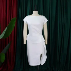 Women Summer Solid Pleated Ruffle Slit Bodycon Dress -Deals Toggenix Store 984c755fb3b9bc92