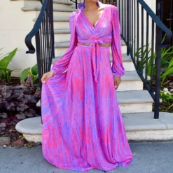 Women Fashion Print Long Sleeve Top + Loose Skirt Two Piece Set -Deals Toggenix Store 98a0f1a1103ce81b