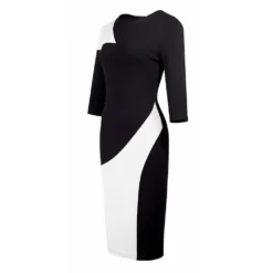 Women Round Neck Zip Contrast Bodycon Dress -Deals Toggenix Store 98e86313e7325bce