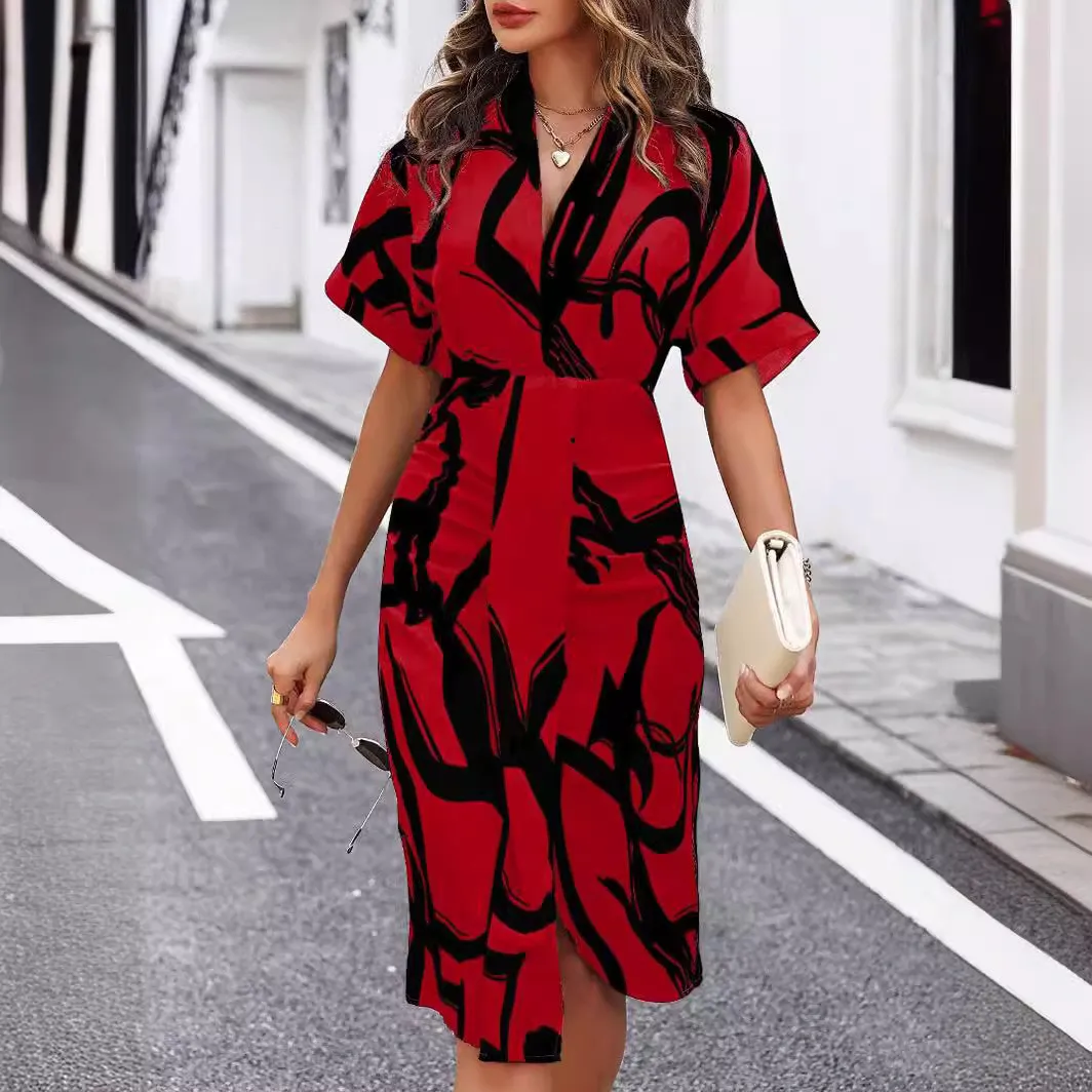 Women V-neck Irregular Dress 8 Women V-neck Irregular Dress - Image 8