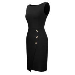 Women Round Neck Sleeveless Button Dress -Deals Toggenix Store 9ac4afc9757f229c