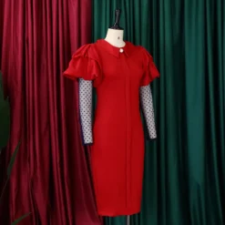 Women'S Fall/Winter Mesh And Pleated Plus Size Ol Chic Career Dress -Deals Toggenix Store 9adcee83162a547d