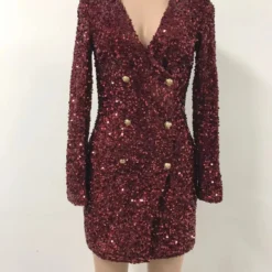 Women Sexy Black Sequins Double Breasted Long Sleeve Career Dress -Deals Toggenix Store 9b22d102823ecca6