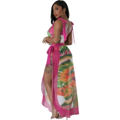 Fashion Casual Women's Sleeveless Printed Lace Up Strap Bodysuit Skirt Set -Deals Toggenix Store 9ce60839218fe4c2