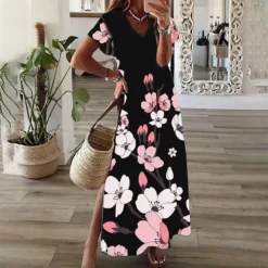 Women Loose Casual Print Short Sleeve Dress 23 Women Loose Casual Print Short Sleeve Dress -Deals Toggenix Store 9d3efdf392fcea39