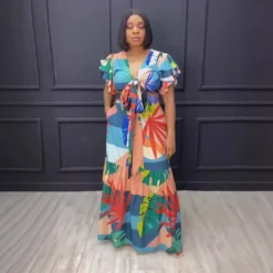 Women Sexy Printed Ruffle Lace-Up Top And Skirt Two-piece Set -Deals Toggenix Store 9d53318d5a2e86a5