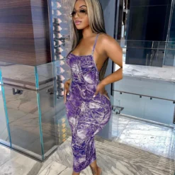 Women's Sexy Print Straps Backless Slim Long Dress -Deals Toggenix Store 9d5413571f5ef0a5