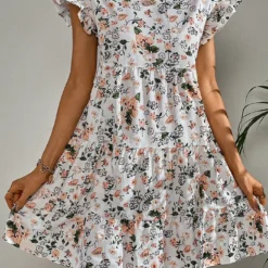 Trendy Sexy Round Neck Dress Cozy Casual Print Dress