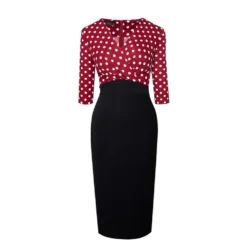 Chic Elegant Women's Strapless Patchwork V-Neck Colorblock Work Dress -Deals Toggenix Store 9dbb43adc9cfdb9a