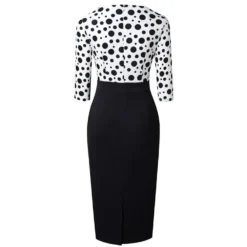 Chic Elegant Women's Strapless Patchwork V-Neck Colorblock Work Dress -Deals Toggenix Store 9ecad2c59657f588