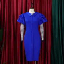 Women'S Fall/Winter Mesh And Pleated Plus Size Ol Chic Career Dress -Deals Toggenix Store a05ec143045bc9ef