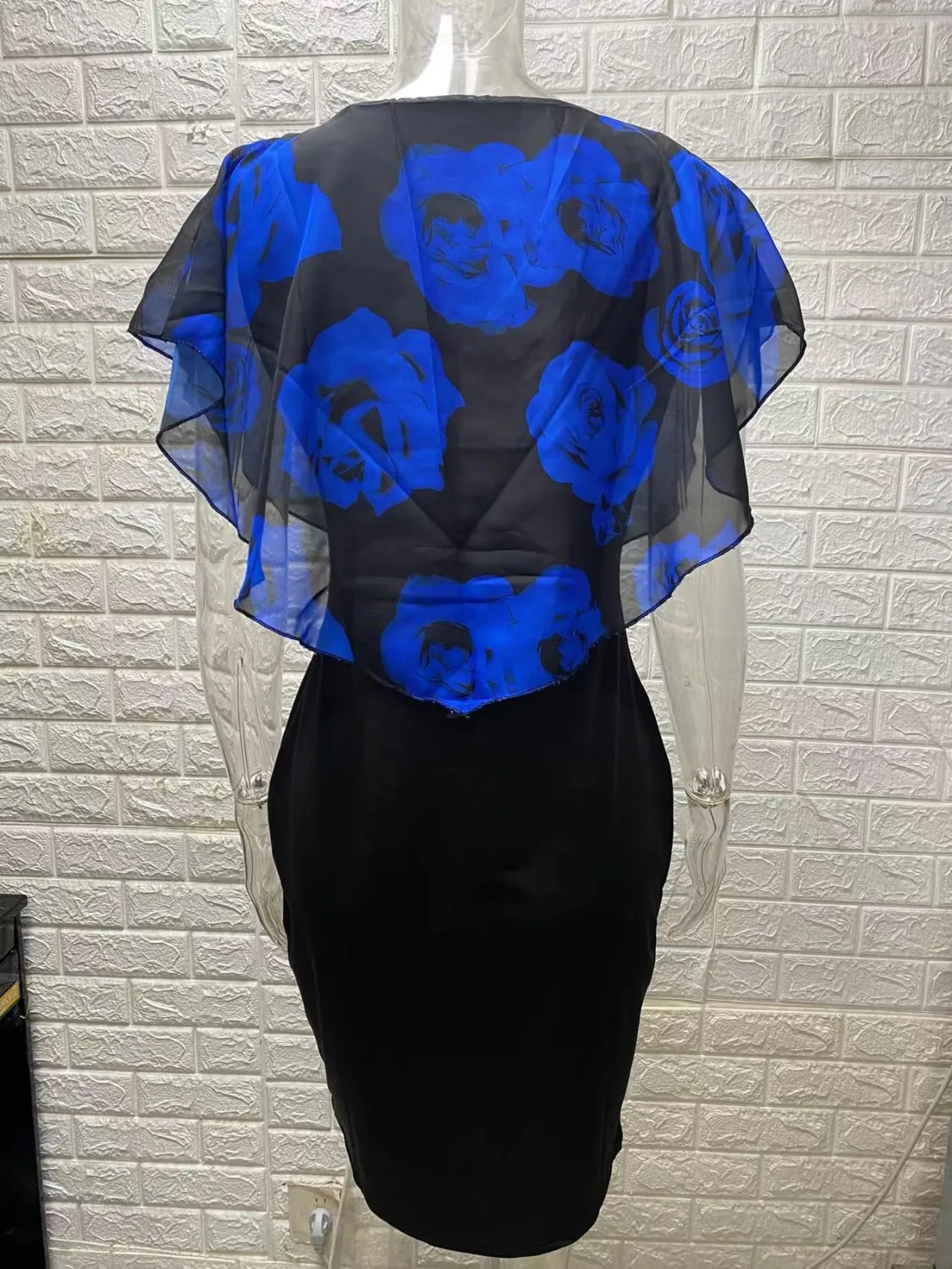 Rose Printed Shawl Women 's Slim Bodycon Plus Size Dress 18 Rose Printed Shawl Women 's Slim Bodycon Plus Size Dress - Image 18