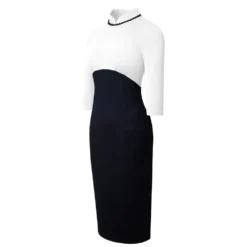 Women Elegant Round Neck Zip Colorblock Bodycon Dress -Deals Toggenix Store a0f56dc6c1a97979