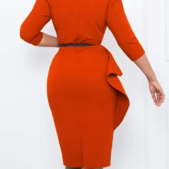 Women's Ruffled Vintage V-Neck Bodycon Chic Chic Pencil Dress -Deals Toggenix Store a12376adbfefd87c