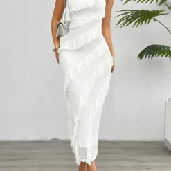 Women's Spring Summer Solid Color Slim Strapless Dress -Deals Toggenix Store a1ba9f922ccc9b2c