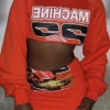 Women Summer Sexy Letter Print Crop Top And Bodycon Skirt Two-Piece Set