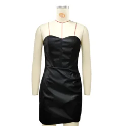 Women Strapless Sexy Bodycon Pu-Leather Dress -Deals Toggenix Store a2dd4a15264b463e