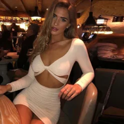 African Women Solid Color Sexy Party Sexy Long Sleeve Open Waist Ruched Mini Dress 23 African Women Solid Color Sexy Party Sexy Long Sleeve Open Waist Ruched Mini Dress -Deals Toggenix Store a307f9e9a949f673