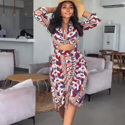 Women Casual Printed Shirt And Skirt Two-piece Set -Deals Toggenix Store a36c67eddc16ddb6