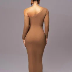 Spring Women Long Sleeve Mesh Patchwork Slash Shoulder Pleated Dress -Deals Toggenix Store a388c29148775f41