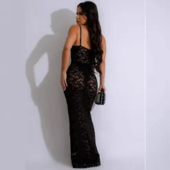 Women V-neck Sexy See-Through Lace Strap Dress -Deals Toggenix Store a3b6a35ef6aff30d