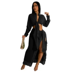 Women's Two-Piece Fringed Slit Skirt Set -Deals Toggenix Store a421284a4f93f342
