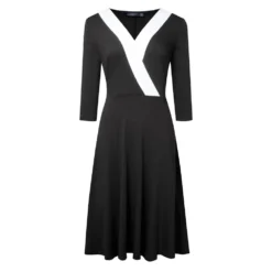 Mid Waist V Neck Color Block Zip Chic Career Fashionable Women Comfort Casual Dress 20 Mid Waist V Neck Color Block Zip Chic Career Fashionable Women Comfort Casual Dress -Deals Toggenix Store a4a1ac7b9eee71b5