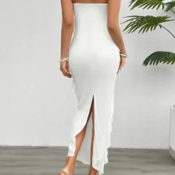 Women's Spring Summer Solid Color Slim Strapless Dress -Deals Toggenix Store a537a5ada651b068
