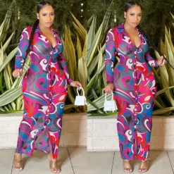 Fashion Sexy Mesh See-Through Print V-Neck Long Sleeve Dress Women -Deals Toggenix Store a59384ac171e09eb