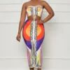 Sexy Printed Strapless Slim Two Piece Skirt Set