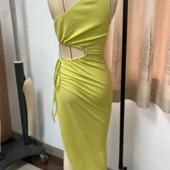 Summer Fashion Casual Women's Solid Color Slash Shoulder Hollow Strap Dress -Deals Toggenix Store a5ef76d75fa73752