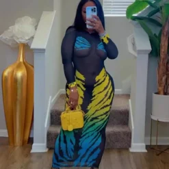 Women Casual Tiger Print Mesh Dress -Deals Toggenix Store a60a234d0da207b1