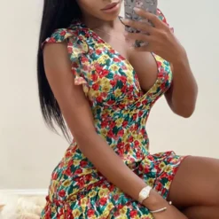 Women Summer V-Neck Floral Dress -Deals Toggenix Store a6e94d3393341b2d