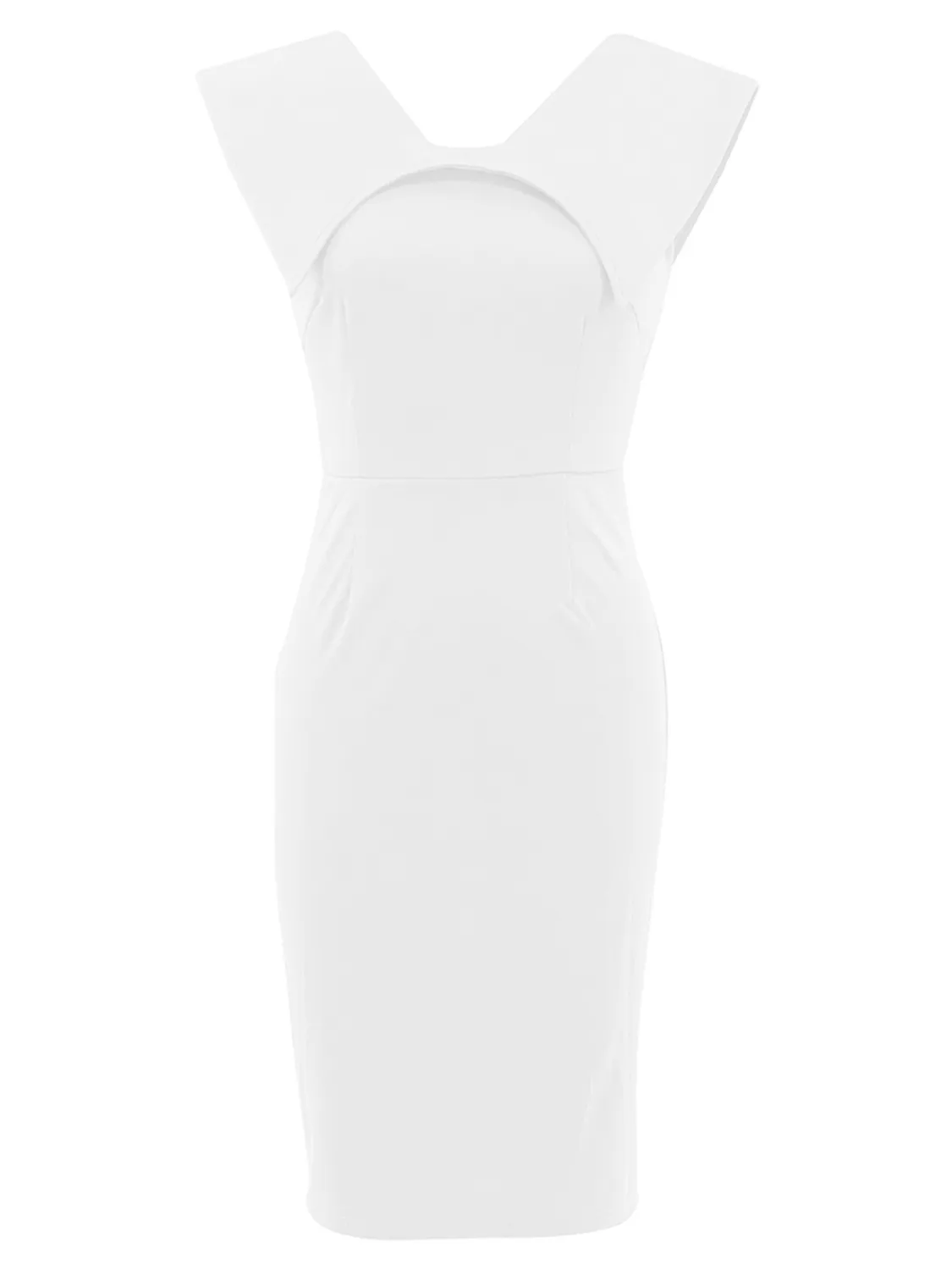 Women's Office Dress Sleeveless Square Neck Back Zipper Slit Dress 17 Women's Office Dress Sleeveless Square Neck Back Zipper Slit Dress - Image 17