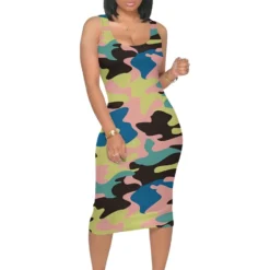 Sexy Women's Strap U-Neck Print Dress -Deals Toggenix Store a9090761bc12ca0a