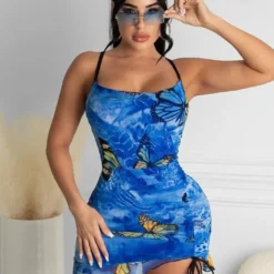 Women Summer Sexy Butterfly Print Strap Dress -Deals Toggenix Store aab36f6f41e44470